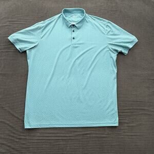Mizze+Main Polo Shirt Men XL Blue Polka Dot Polyester Stretch Golf Golfing.